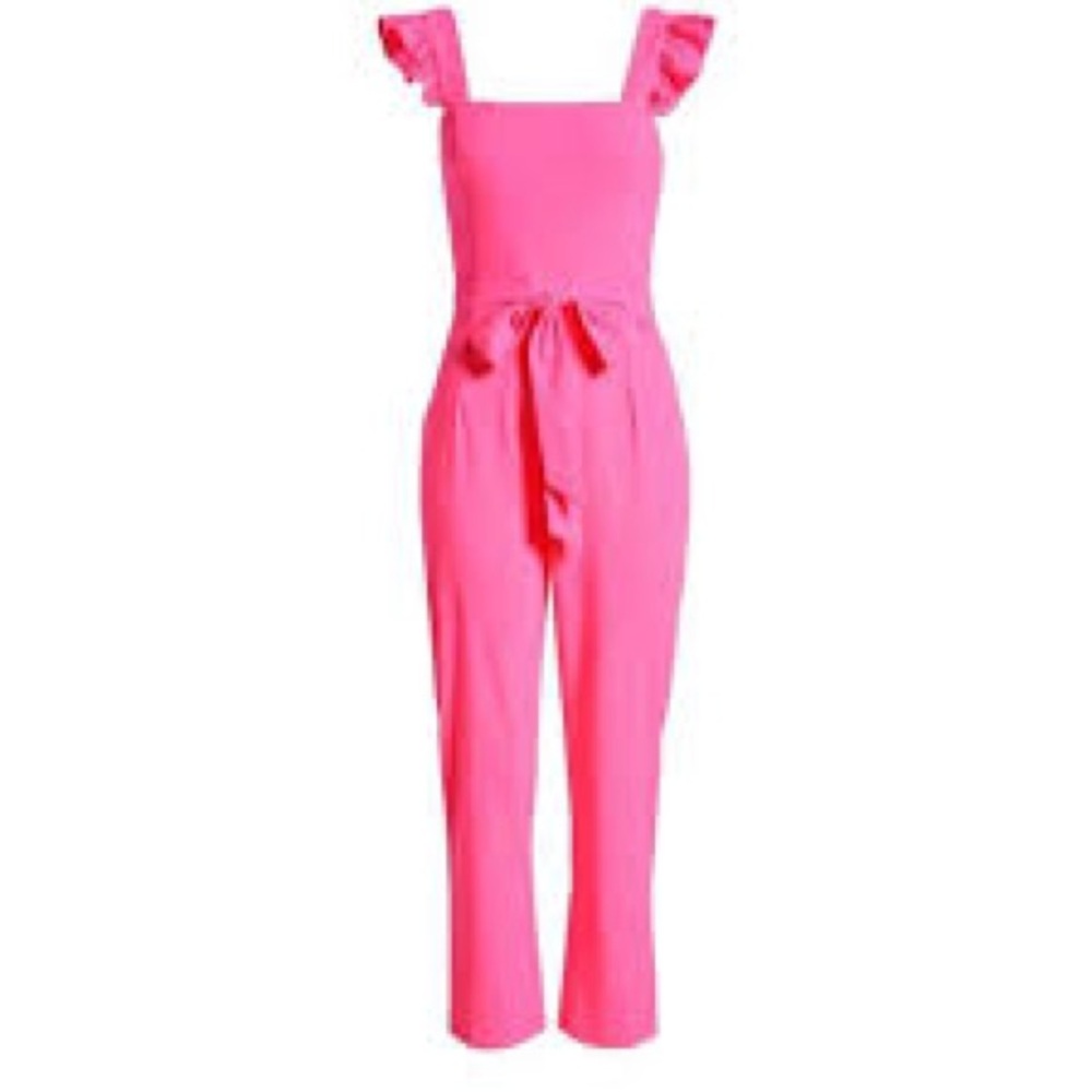 Lilly Pulitzer Eppley Neon Pink Jumpsuit Barbie Sleeveless Size XS 00 $228 - Picture 2 of 15